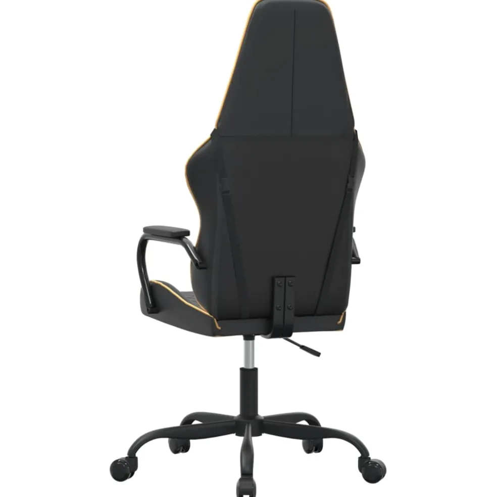 vidaXL Massage gamestoel kunstleer zwart en goudkleurig