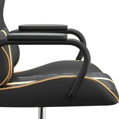 vidaXL Massage gamestoel kunstleer zwart en goudkleurig