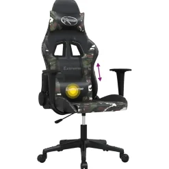 vidaXL Massage gamestoel kunstleer zwart en camouflage