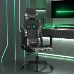 vidaXL Massage gamestoel kunstleer zwart en camouflage