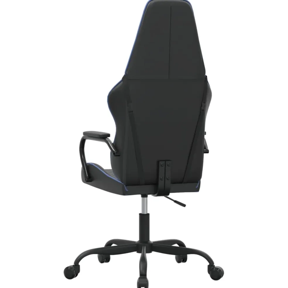 vidaXL Massage gamestoel kunstleer zwart en blauw