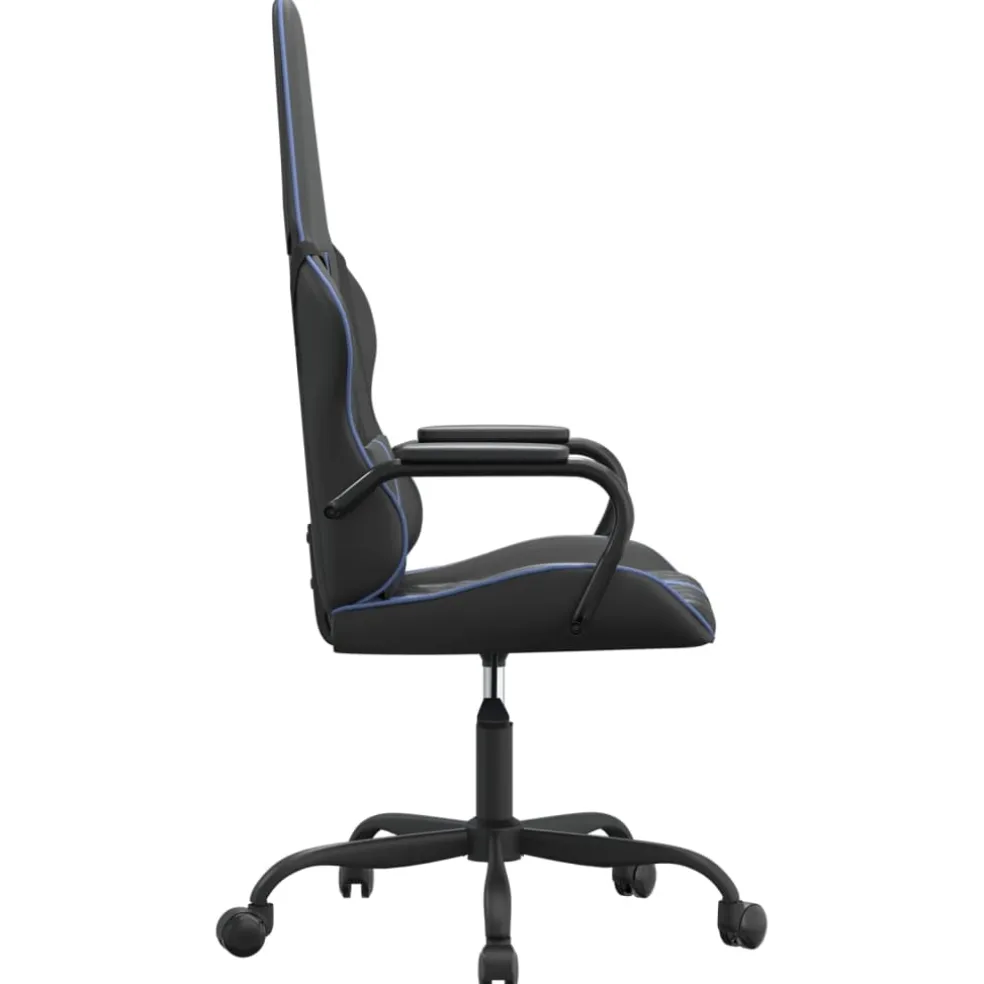 vidaXL Massage gamestoel kunstleer zwart en blauw