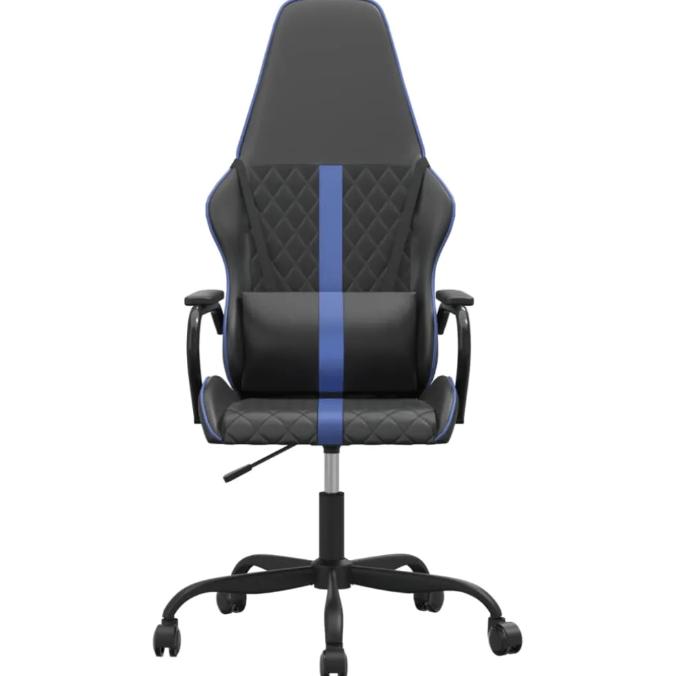 vidaXL Massage gamestoel kunstleer zwart en blauw