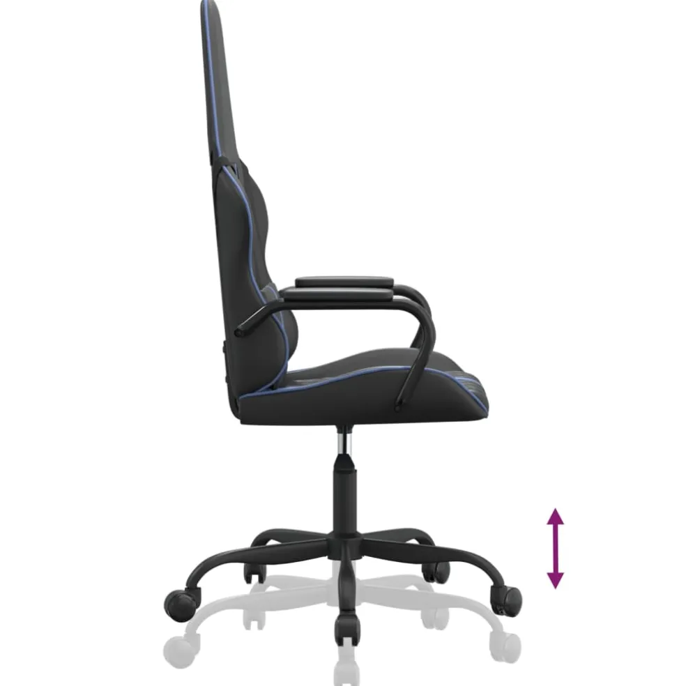 vidaXL Massage gamestoel kunstleer zwart en blauw