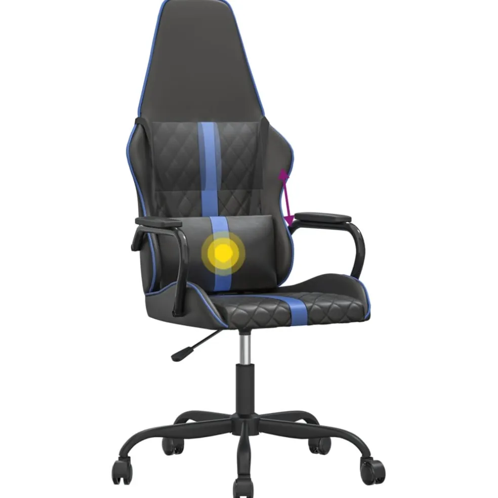 vidaXL Massage gamestoel kunstleer zwart en blauw
