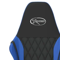 vidaXL Massage gamestoel kunstleer zwart en blauw