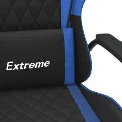 vidaXL Massage gamestoel kunstleer zwart en blauw