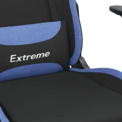 vidaXL Massage gamestoel met voetensteun stof zwart en blauw