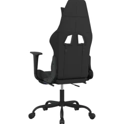 vidaXL Massage gamestoel met voetensteun stof zwart en blauw