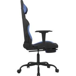 vidaXL Massage gamestoel met voetensteun stof zwart en blauw