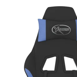 vidaXL Massage gamestoel met voetensteun stof zwart en blauw