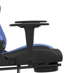 vidaXL Massage gamestoel met voetensteun stof zwart en blauw