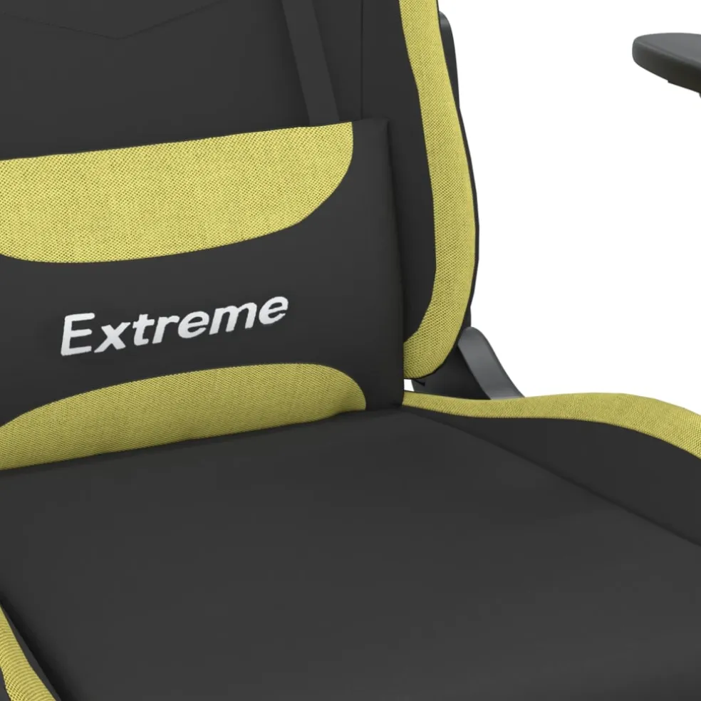 vidaXL Massage gamestoel met voetensteun stof zwart en lichtgroen
