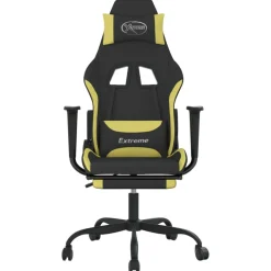 vidaXL Massage gamestoel met voetensteun stof zwart en lichtgroen