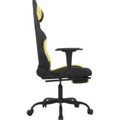 vidaXL Massage gamestoel met voetensteun stof zwart en lichtgroen