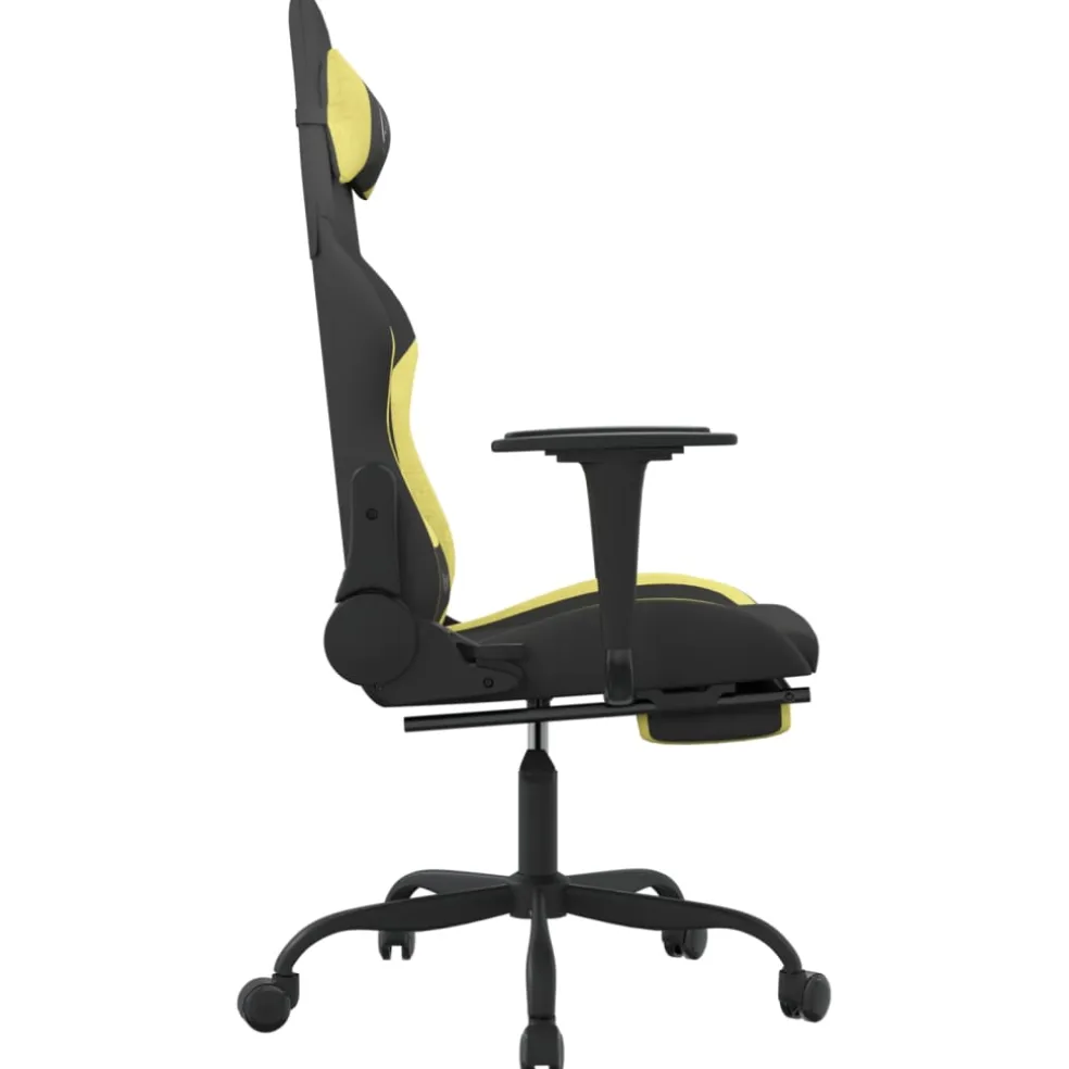 vidaXL Massage gamestoel met voetensteun stof zwart en lichtgroen