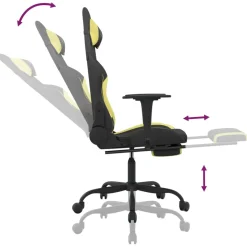 vidaXL Massage gamestoel met voetensteun stof zwart en lichtgroen