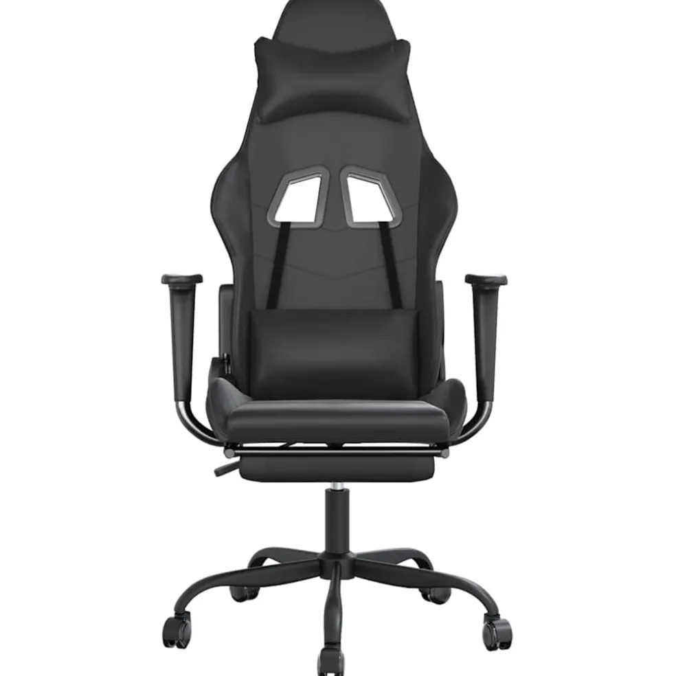 vidaXL Massage gamestoel met voetensteun kunstleer zwart