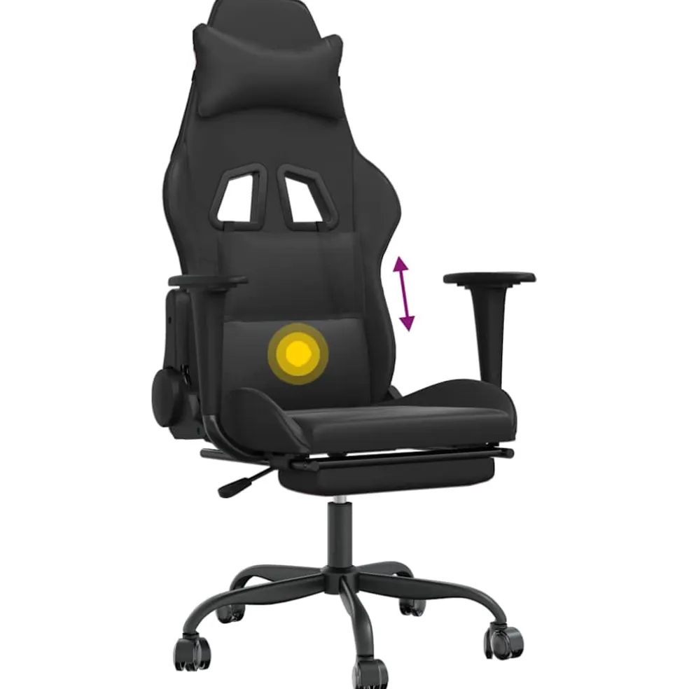 vidaXL Massage gamestoel met voetensteun kunstleer zwart
