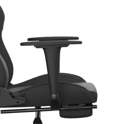 vidaXL Massage gamestoel met voetensteun kunstleer zwart