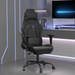vidaXL Massage gamestoel met voetensteun kunstleer zwart