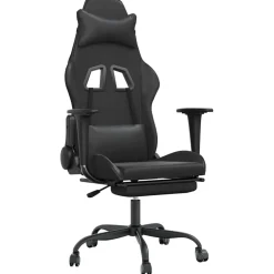 vidaXL Massage gamestoel met voetensteun kunstleer zwart