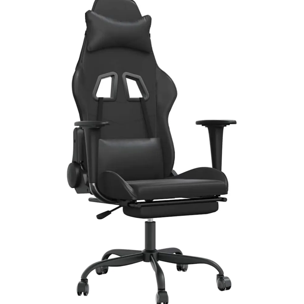 vidaXL Massage gamestoel met voetensteun kunstleer zwart