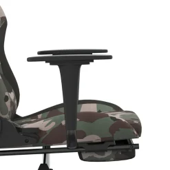 vidaXL Massage gamestoel met voetensteun stof zwart en camouflage