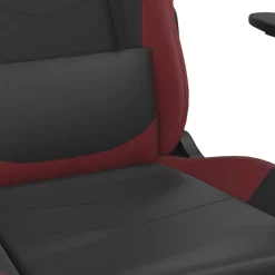 vidaXL Massage gamestoel met voetensteun kunstleer zwart en wijnrood