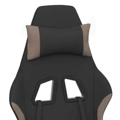 vidaXL Massage gamestoel met voetensteun stof zwart en taupe