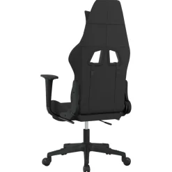 vidaXL Massage gamestoel met voetensteun stof zwart en taupe