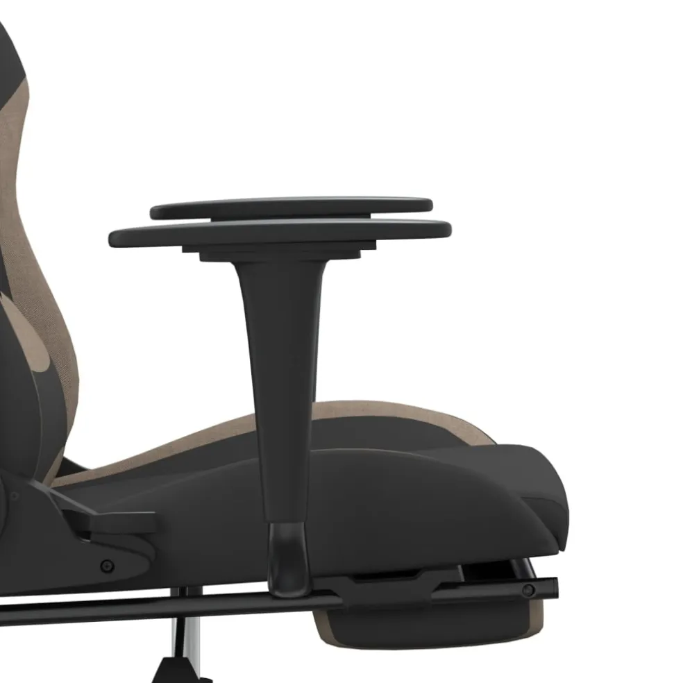 vidaXL Massage gamestoel met voetensteun stof zwart en taupe