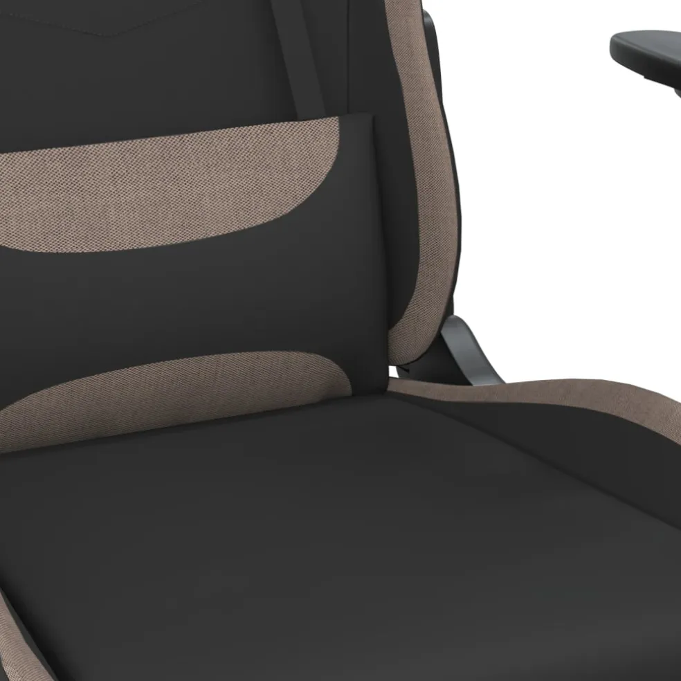 vidaXL Massage gamestoel met voetensteun stof zwart en taupe