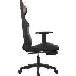 vidaXL Massage gamestoel met voetensteun stof zwart en taupe