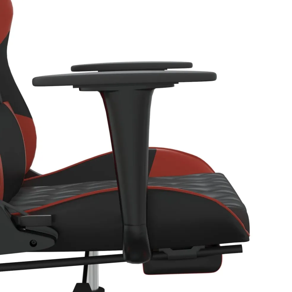 vidaXL Massage gamestoel met voetensteun kunstleer zwart en wijnrood