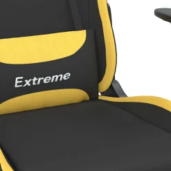 vidaXL Massage gamestoel met voetensteun stof zwart en geel
