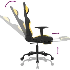vidaXL Massage gamestoel met voetensteun stof zwart en geel