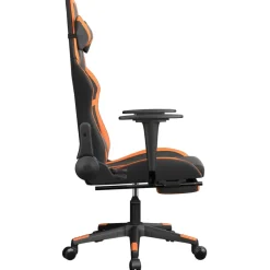 vidaXL Massage gamestoel met voetensteun kunstleer zwart en oranje