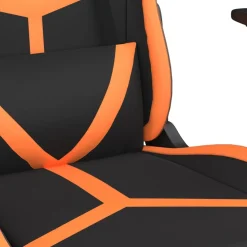 vidaXL Massage gamestoel met voetensteun kunstleer zwart en oranje
