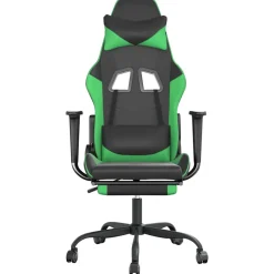 vidaXL Massage gamestoel met voetensteun kunstleer zwart en blauw