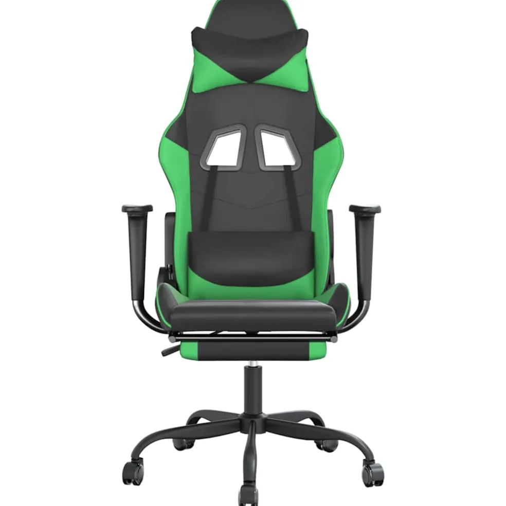 vidaXL Massage gamestoel met voetensteun kunstleer zwart en blauw