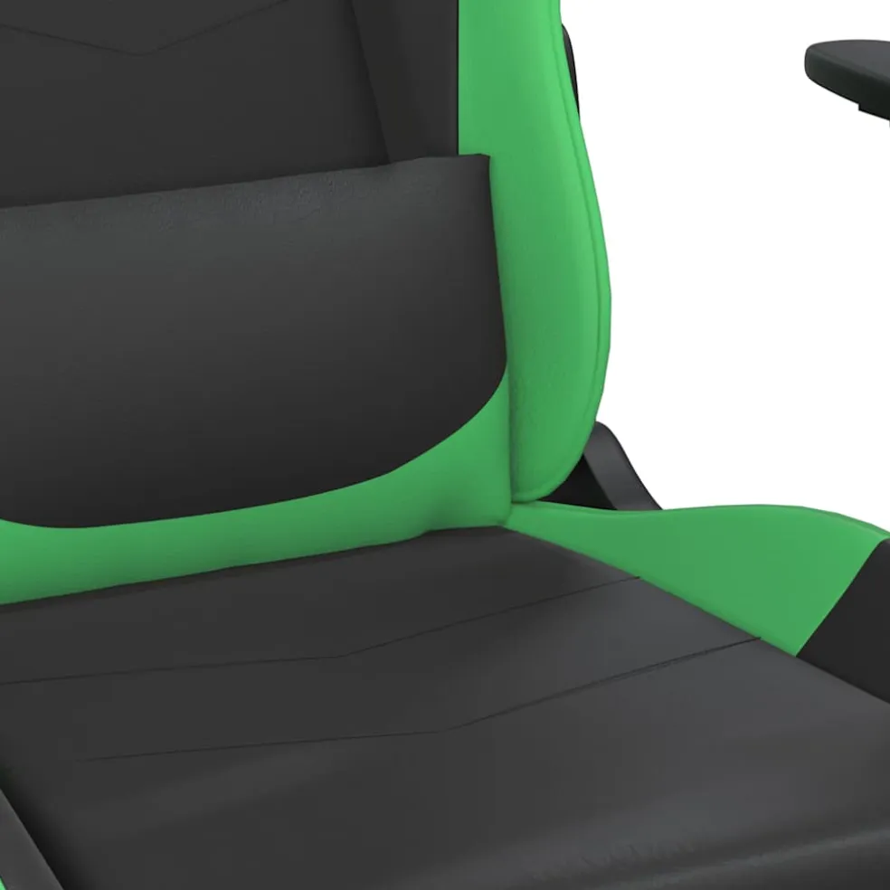 vidaXL Massage gamestoel met voetensteun kunstleer zwart en groen