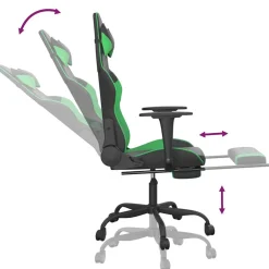 vidaXL Massage gamestoel met voetensteun kunstleer zwart en groen