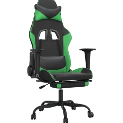 vidaXL Massage gamestoel met voetensteun kunstleer zwart en blauw