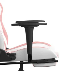 vidaXL Massage gamestoel met voetensteun kunstleer zwart en roze
