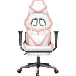 vidaXL Massage gamestoel met voetensteun kunstleer zwart en roze