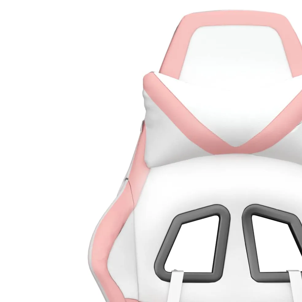 vidaXL Massage gamestoel met voetensteun kunstleer zwart en roze
