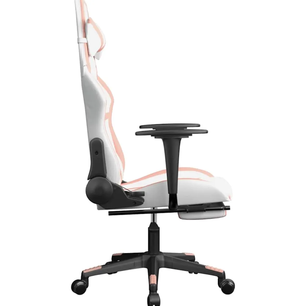 vidaXL Massage gamestoel met voetensteun kunstleer zwart en roze