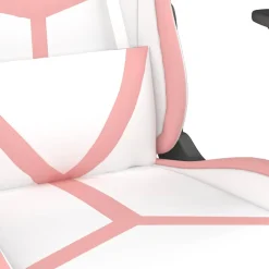 vidaXL Massage gamestoel met voetensteun kunstleer zwart en roze