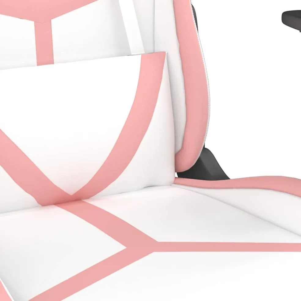 vidaXL Massage gamestoel met voetensteun kunstleer zwart en roze